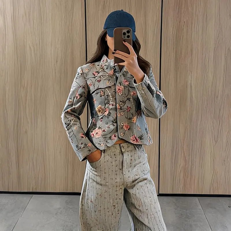 Laura Cropped-Jacke aus Vintage-Jacquard
