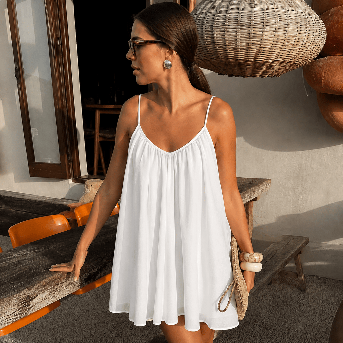 Lavinia Fließendes Mini-Kleid mit Spaghettiträgern