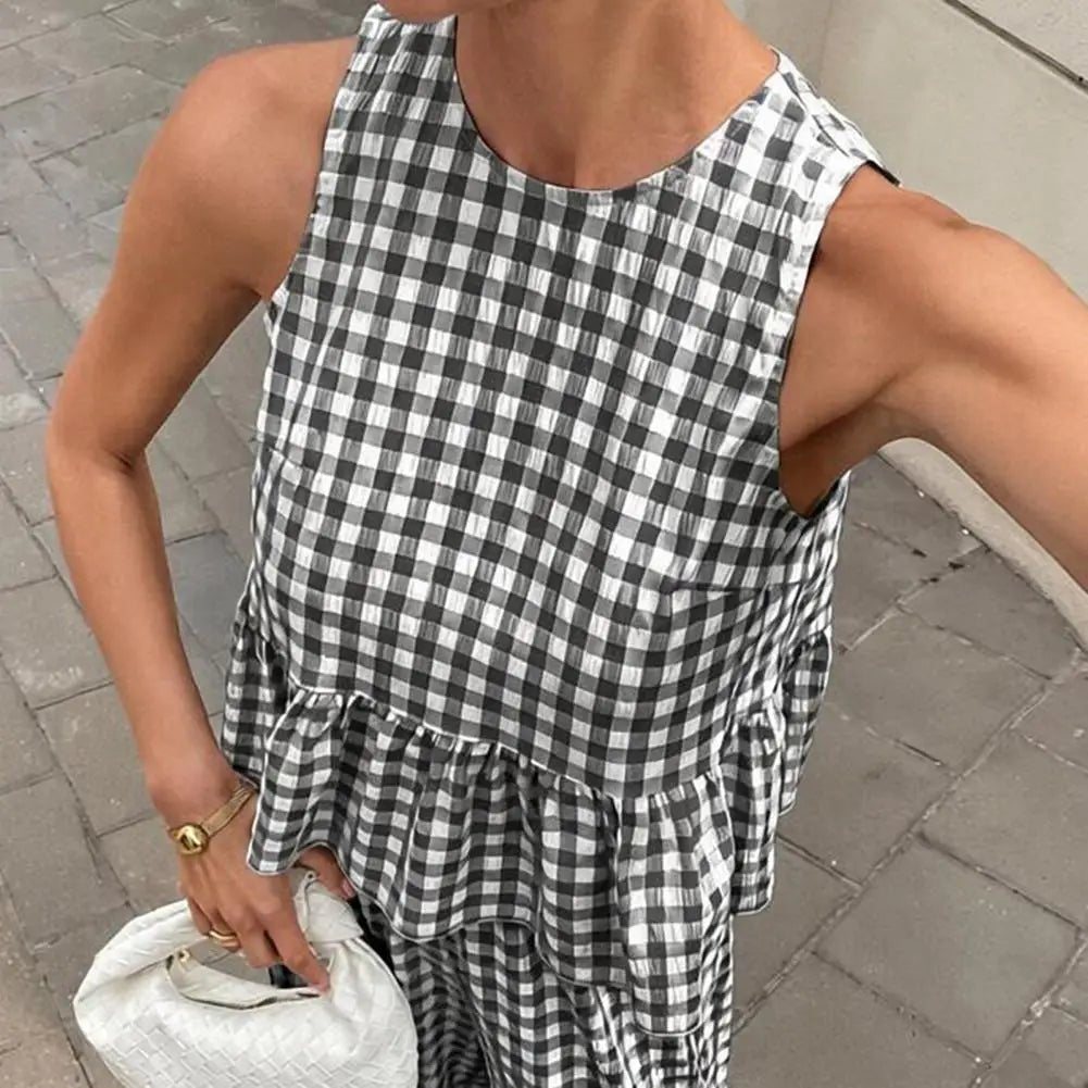 Leanne Plaid Ruffle Two-Piece Set