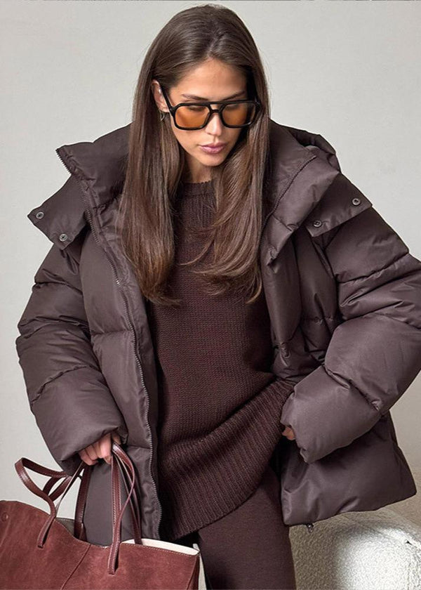 Oversize-Steppjacke Leila mit abnehmbarer Kapuze