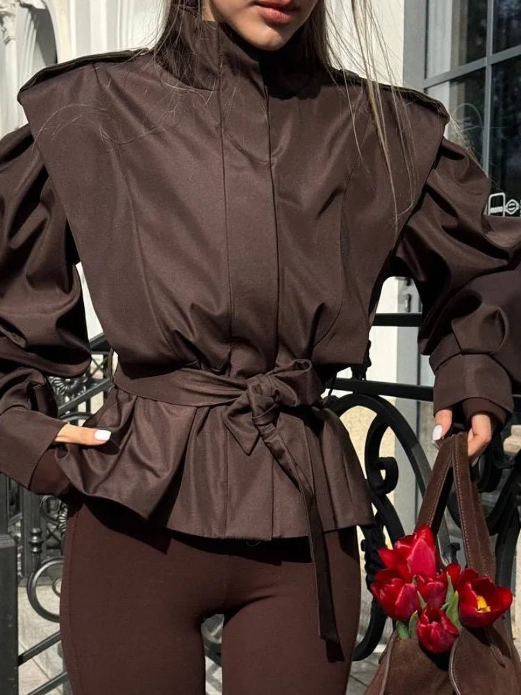 Leizel Jacke mit Schnürung und Stehkragen
