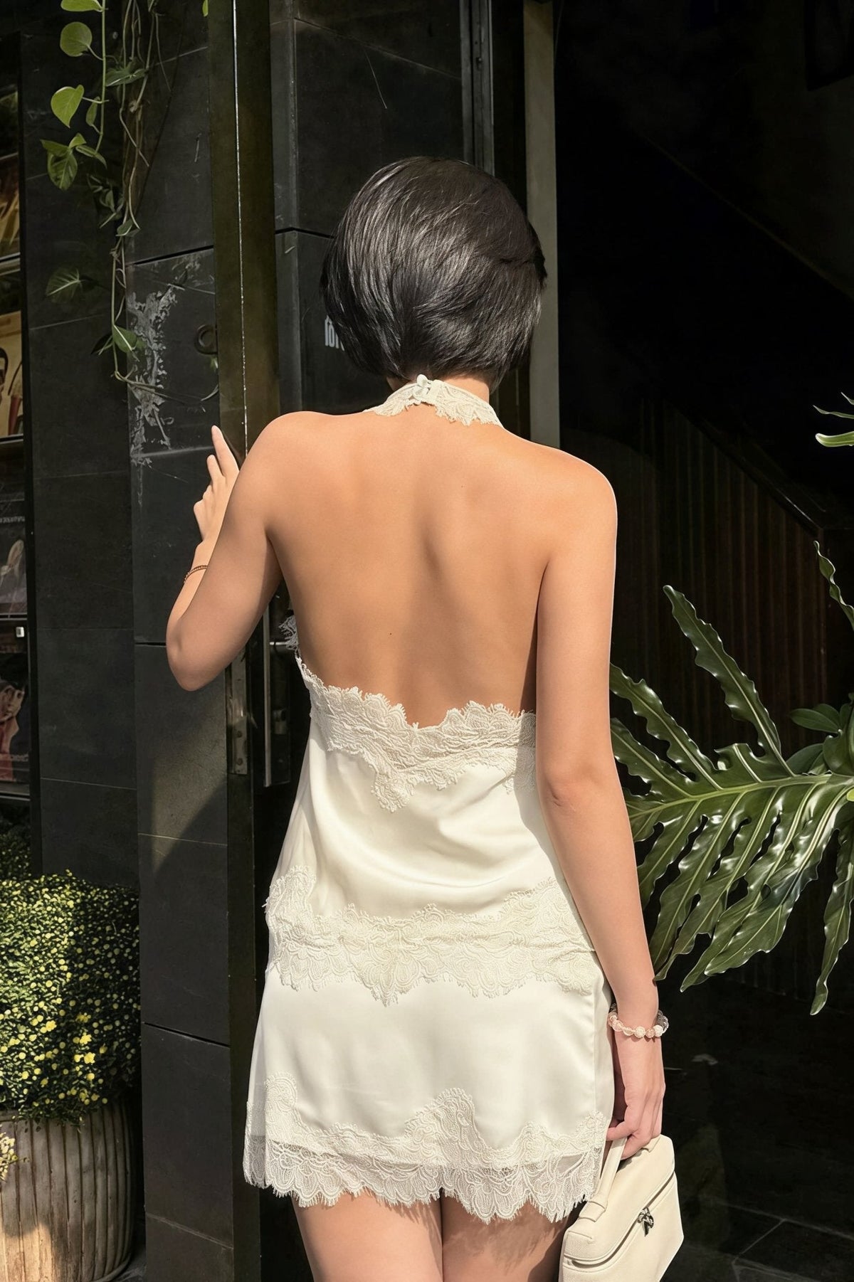 Lena Lace Halter Mini Dress