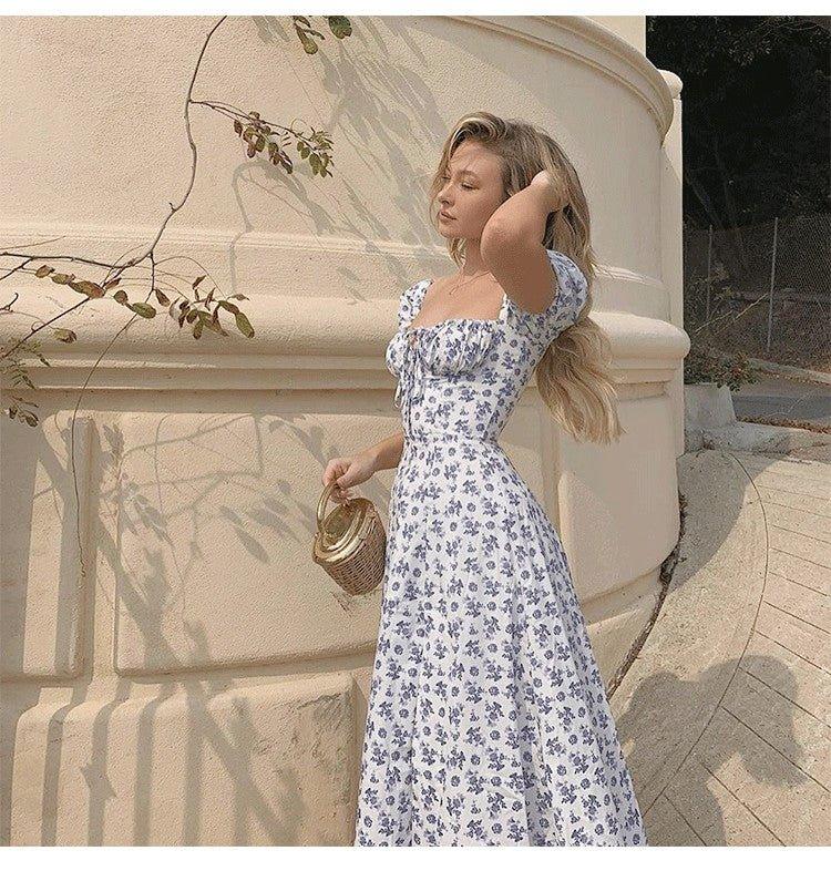 Lena Midikleid mit Puffärmeln und Blumenmuster