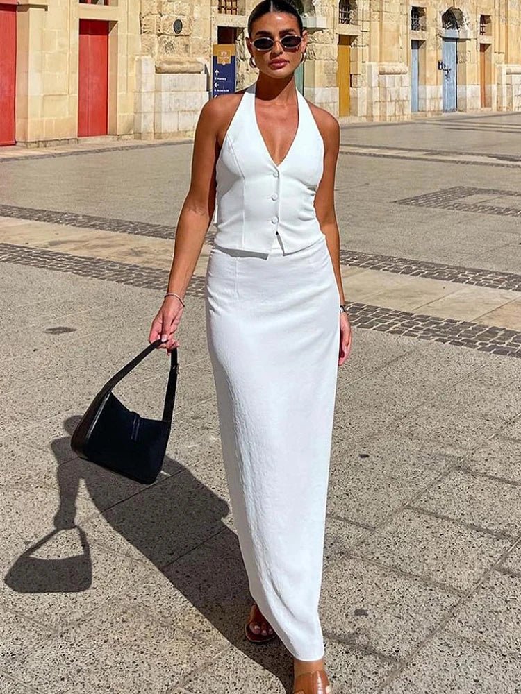 Lianna Set aus Neckholder-Oberteil und Maxirock