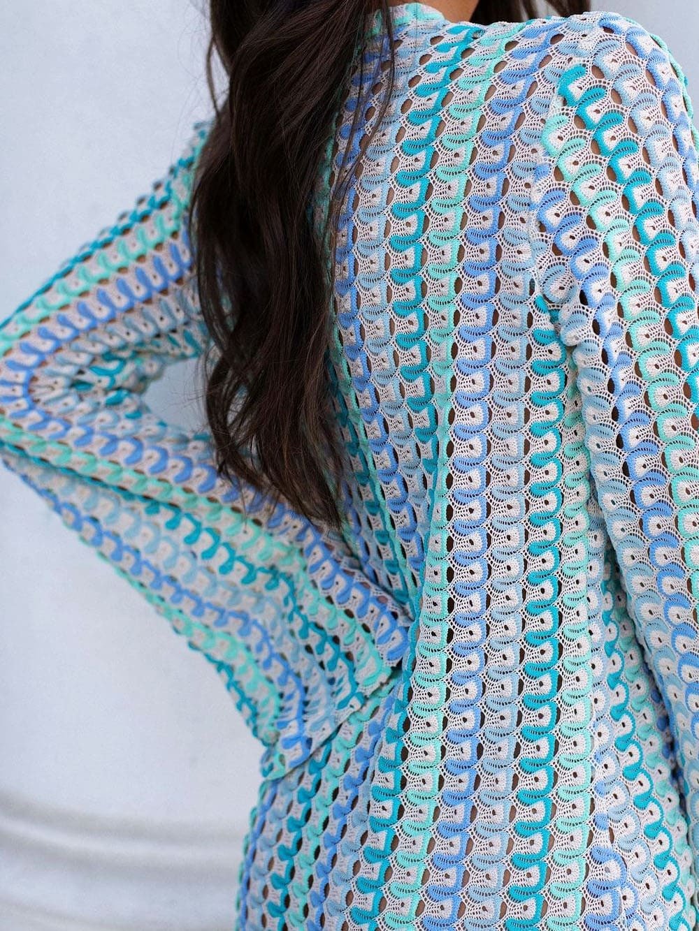 Liekes gehäkeltes Maxikleid mit Streifen