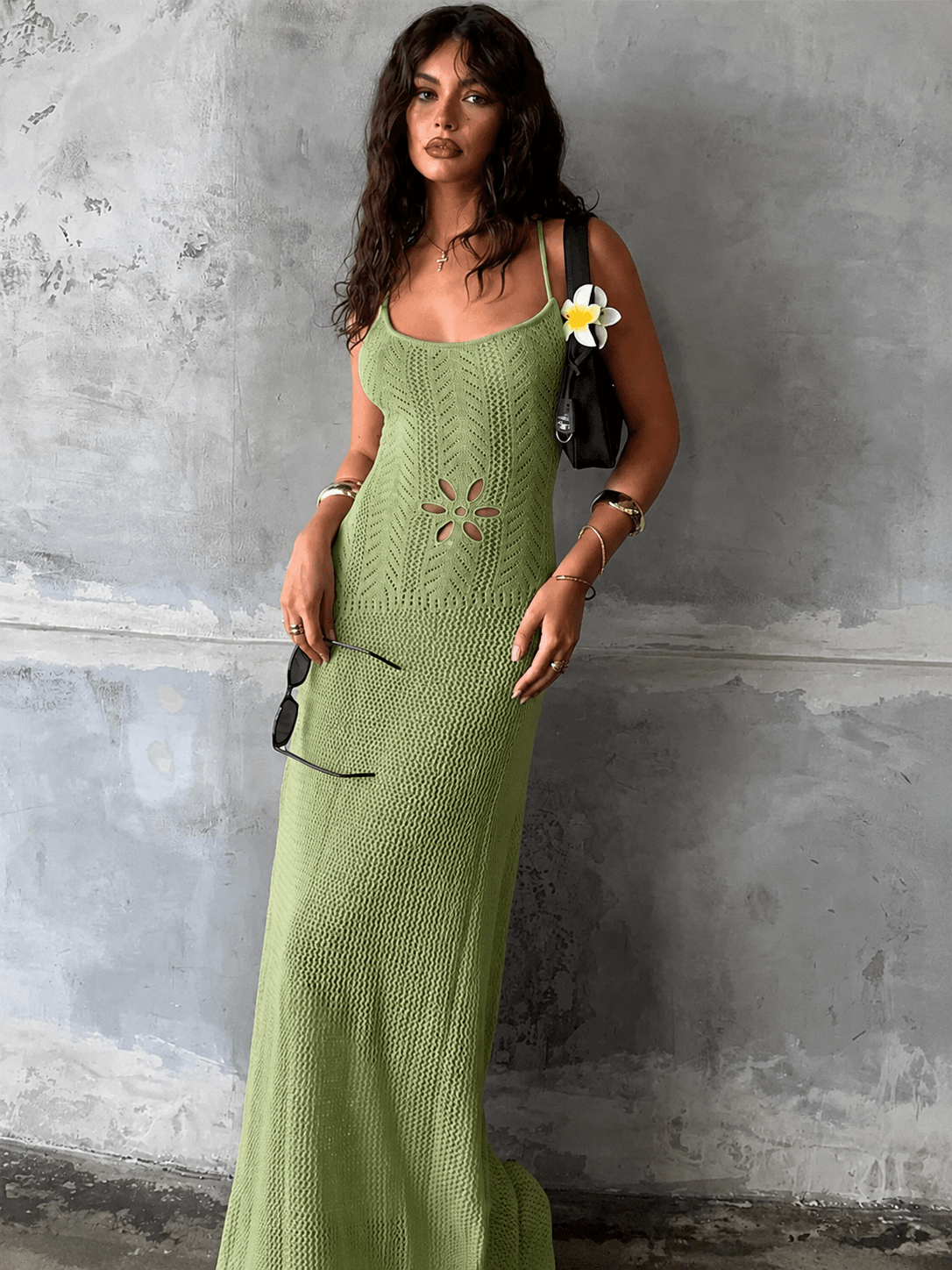 Lilith gestricktes Maxikleid mit Cut-outs