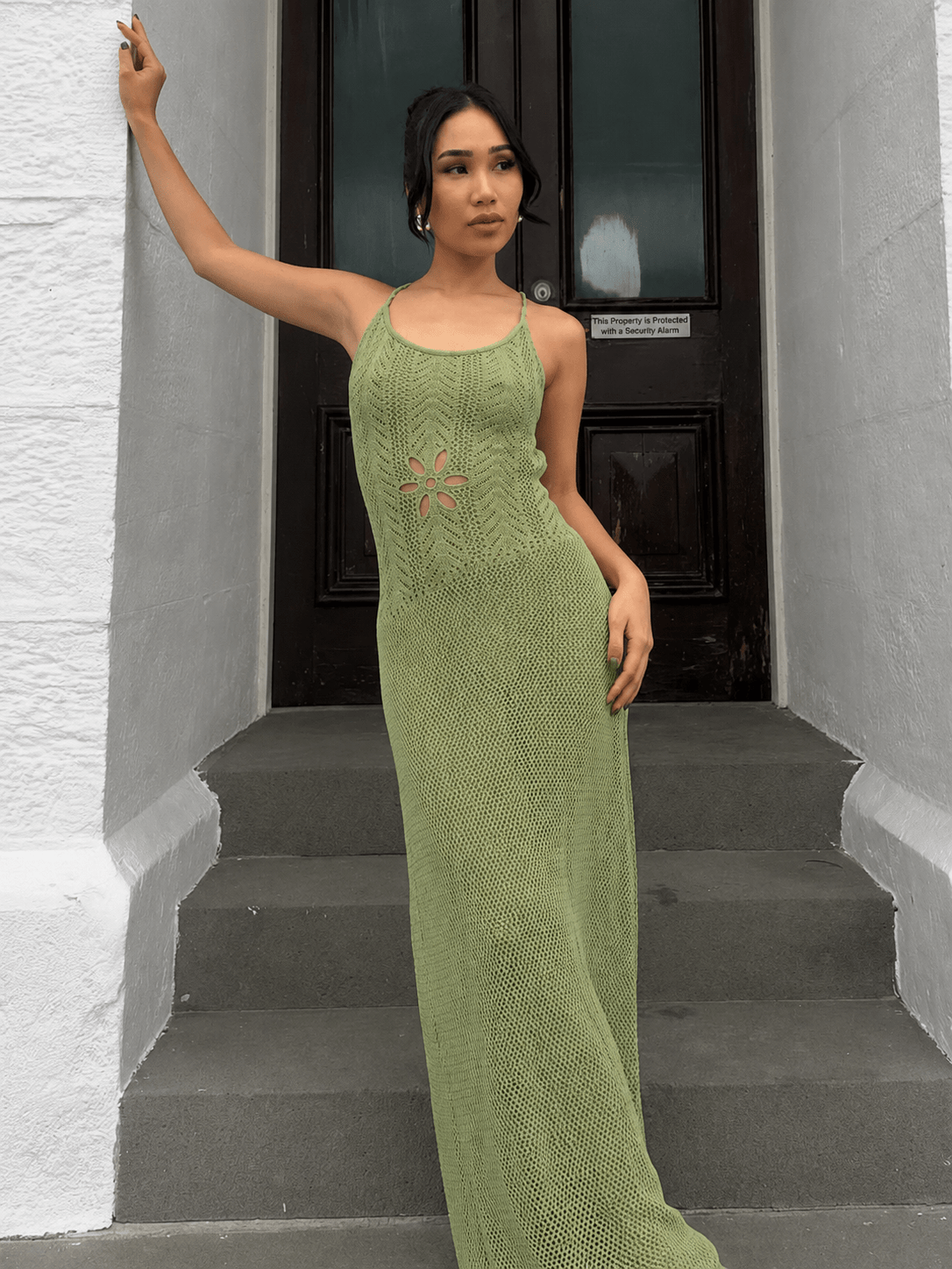 Lilith gestricktes Maxikleid mit Cut-outs