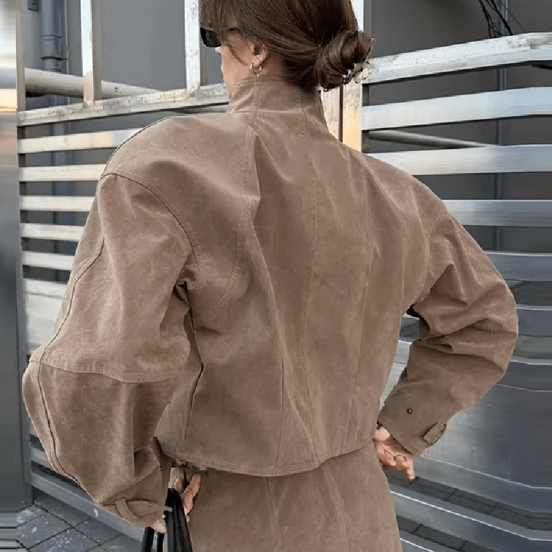 Linda Faux Suede Zip Jacket