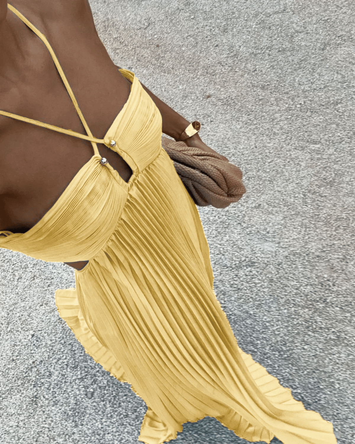 Lindsay plissiertes Maxikleid mit Cut-outs
