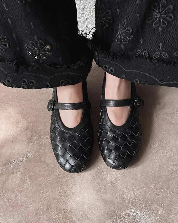 Lisbeth Woven Leather Flat Shoes