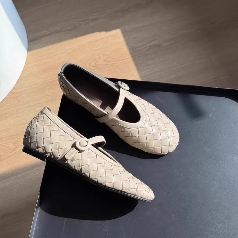 Lisbeth Flache Schuhe aus geflochtenem Leder