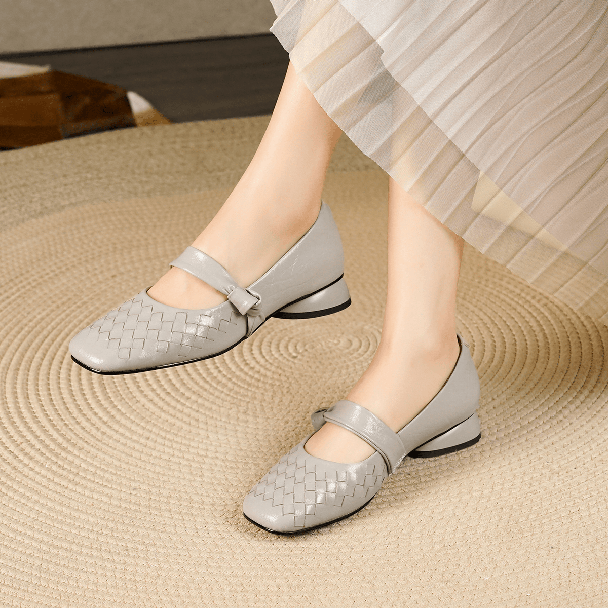 Lisbeth Flache Schuhe aus geflochtenem Leder