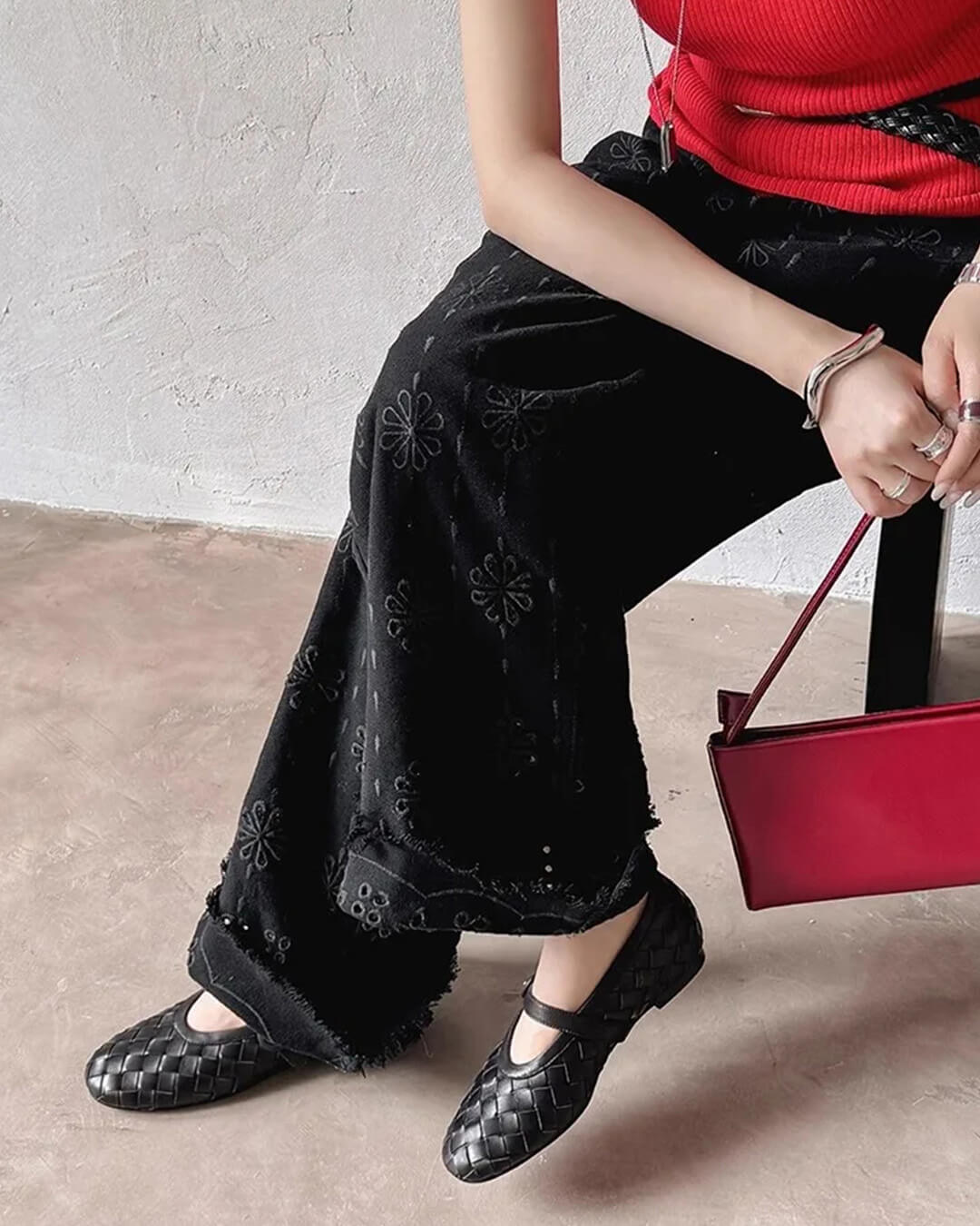Lisbeth Flache Schuhe aus geflochtenem Leder