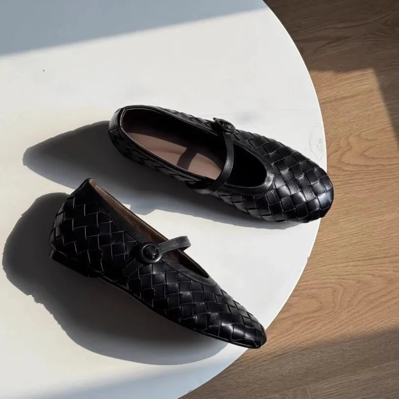 Lisbeth Flache Schuhe aus geflochtenem Leder