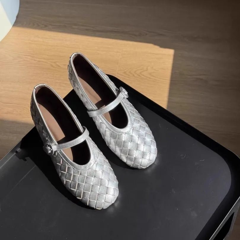Lisbeth Flache Schuhe aus geflochtenem Leder