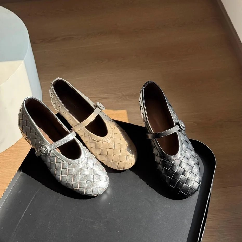 Lisbeth Flache Schuhe aus geflochtenem Leder