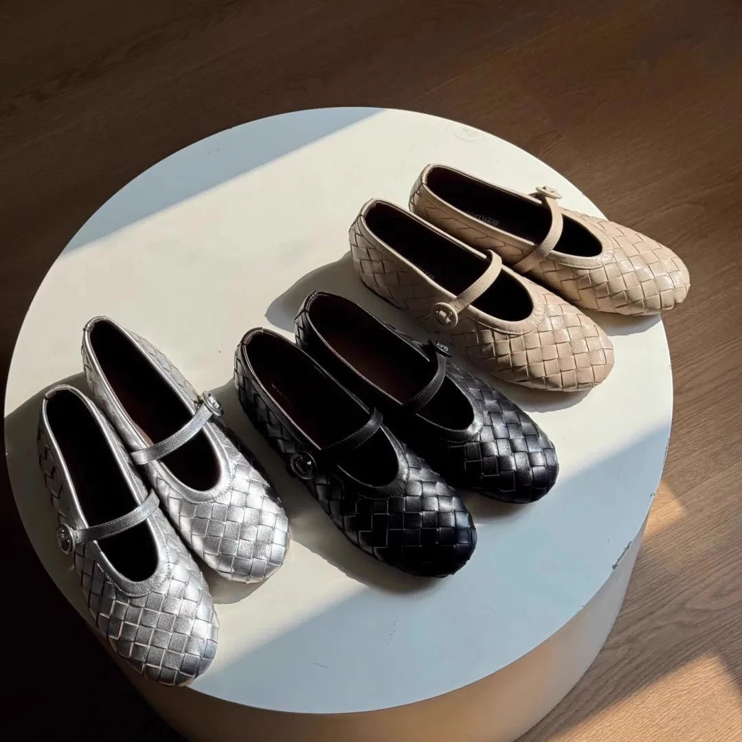 Lisbeth Flache Schuhe aus geflochtenem Leder