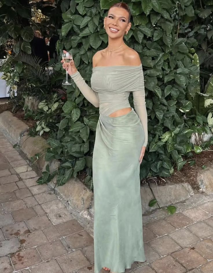Lizy Langarm-Maxikleid aus Mesh