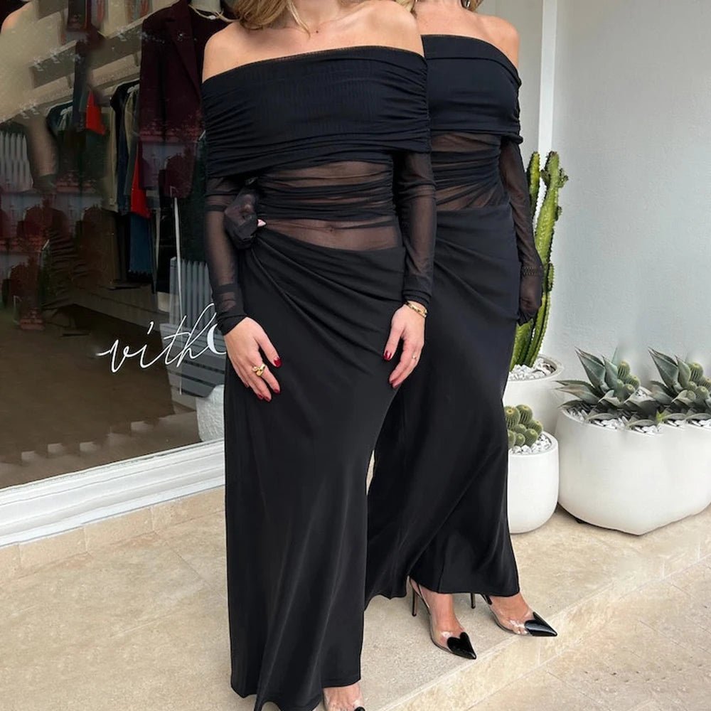 Lizy Langarm-Maxikleid aus Mesh