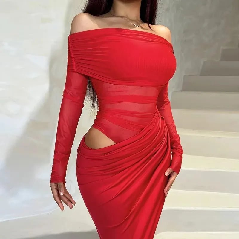 Lizy Langarm-Maxikleid aus Mesh