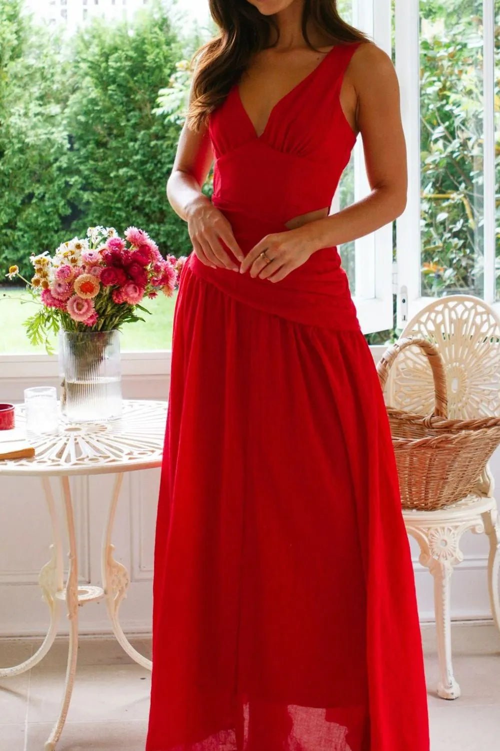 Maxikleid Lolita mit Cut-outs und Raffungen