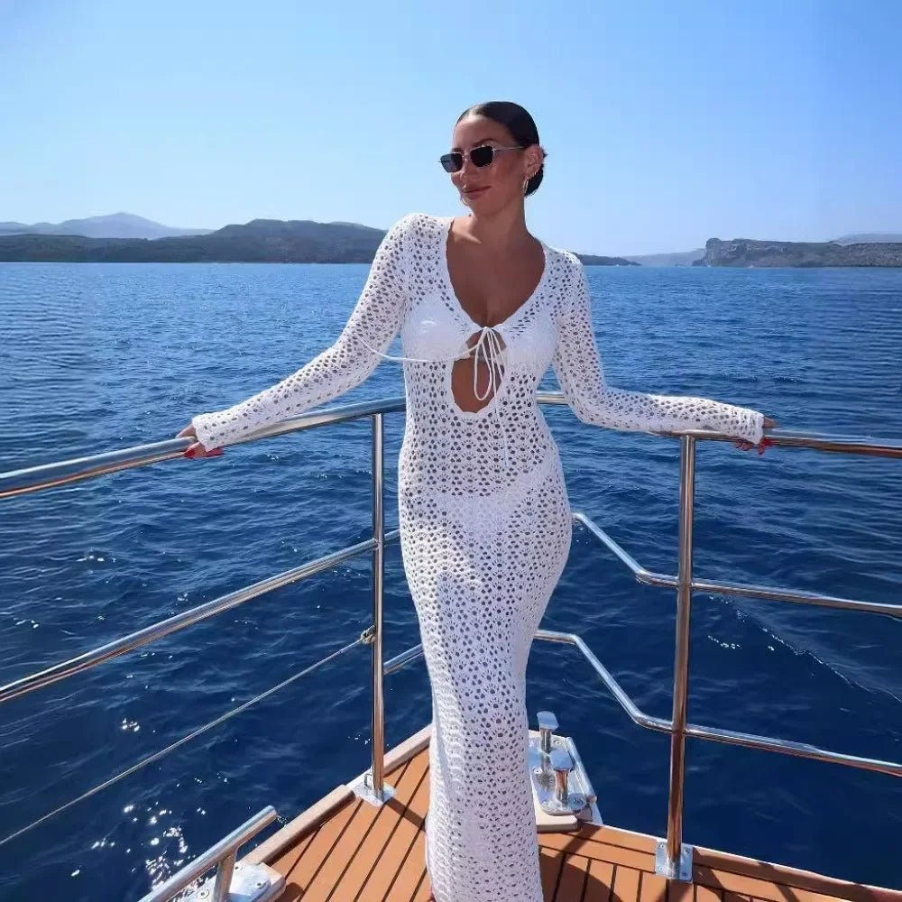 Lori gehäkeltes Strandkleid mit Lochmuster