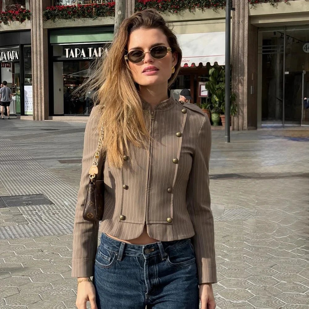 Mara Striped Zip-Up Blazer