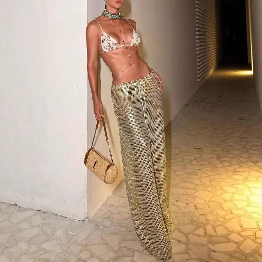 Margot Gold Drawstring Wide Leg Pants