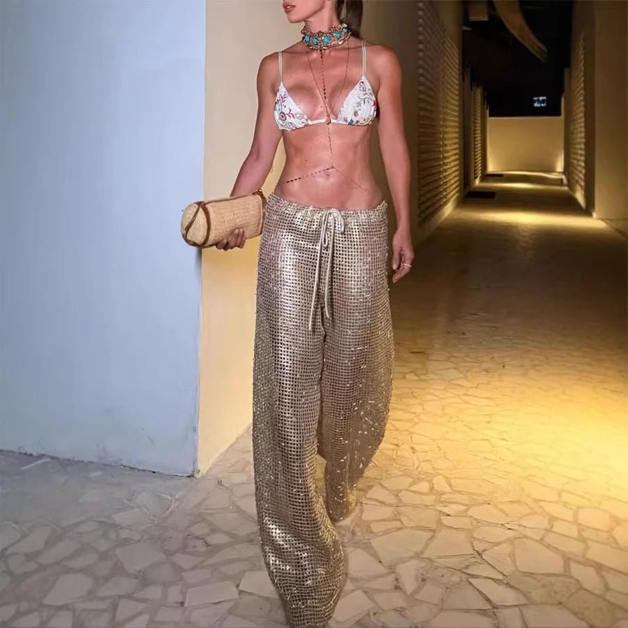 Margot Gold Drawstring Wide Leg Pants