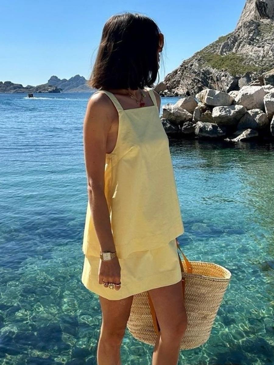 Maria Camisole- und Rock-Set in Zitronengelb