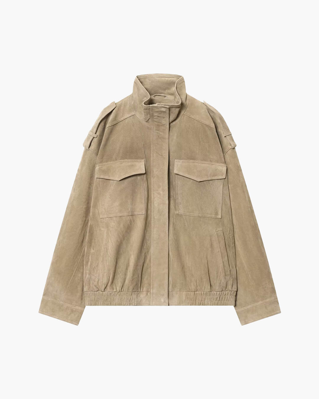 Marianne High Neck Suede Pocket Jacket