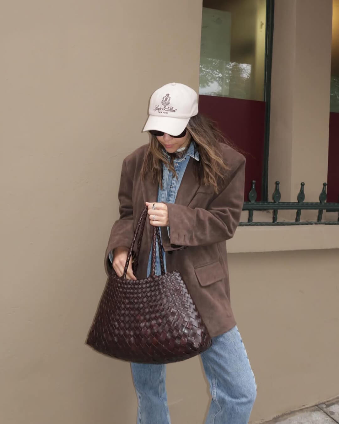 Marissa geflochtene Tasche aus veganem Leder, mittel