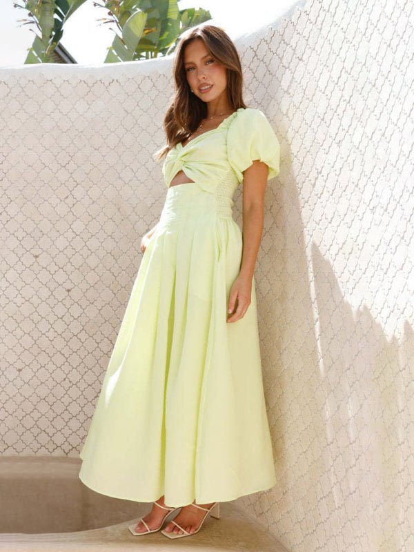 Maritoni Midikleid mit Puffärmeln und Cut-outs