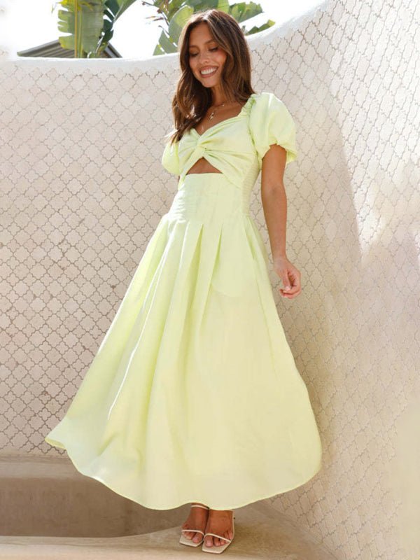 Maritoni Midikleid mit Puffärmeln und Cut-outs