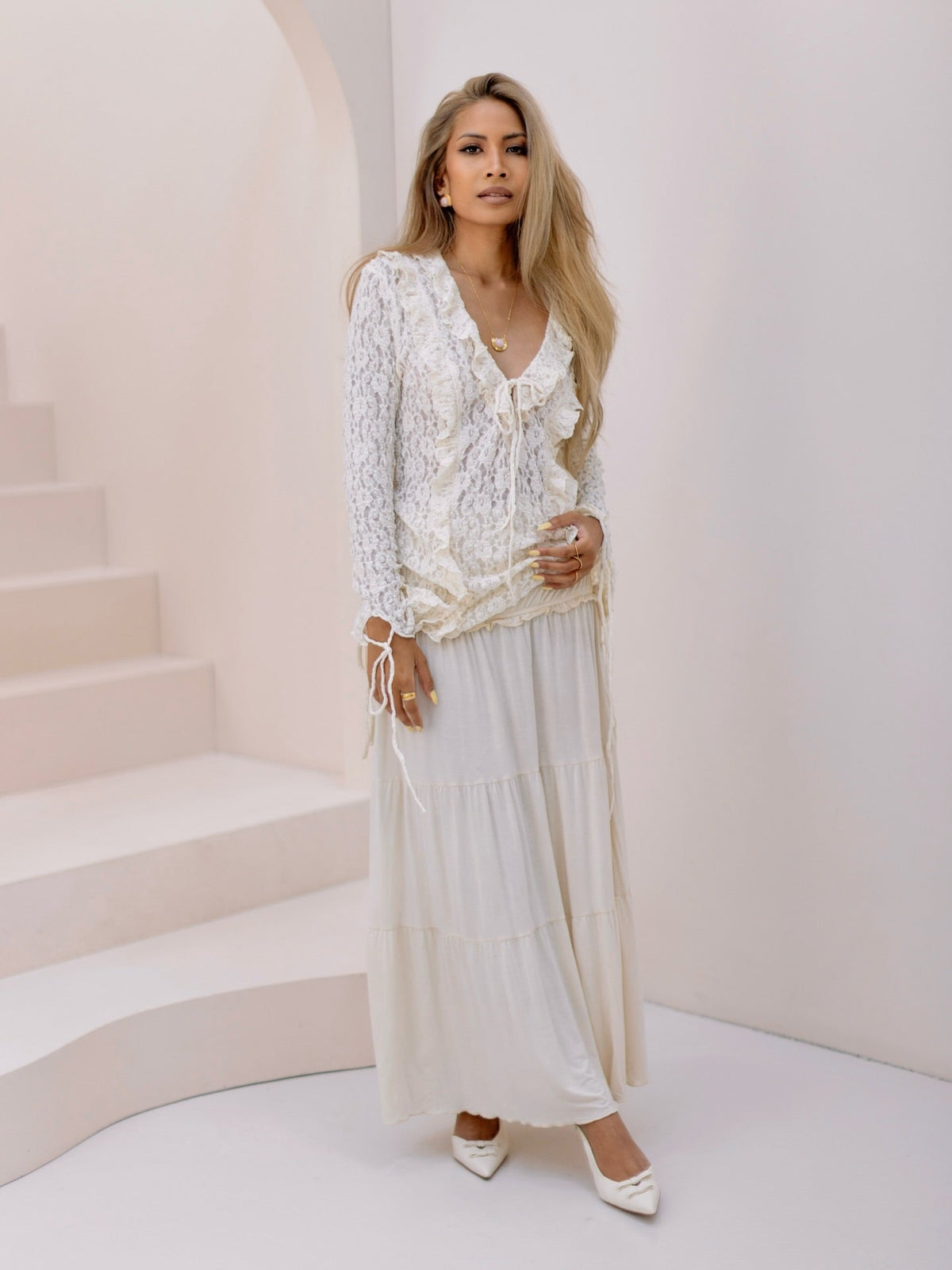 Mary Layered Lace Collar Top