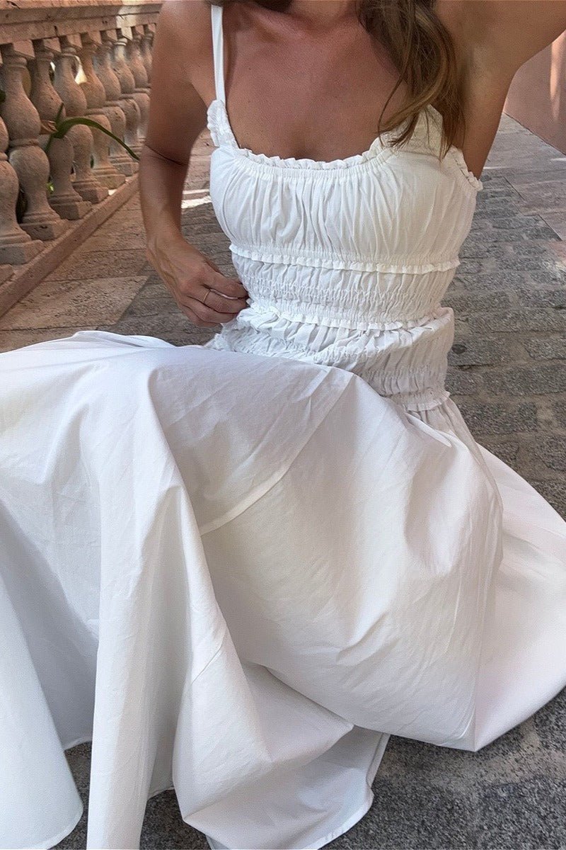 Mary Figurbetontes Maxikleid mit eckigem Ausschnitt