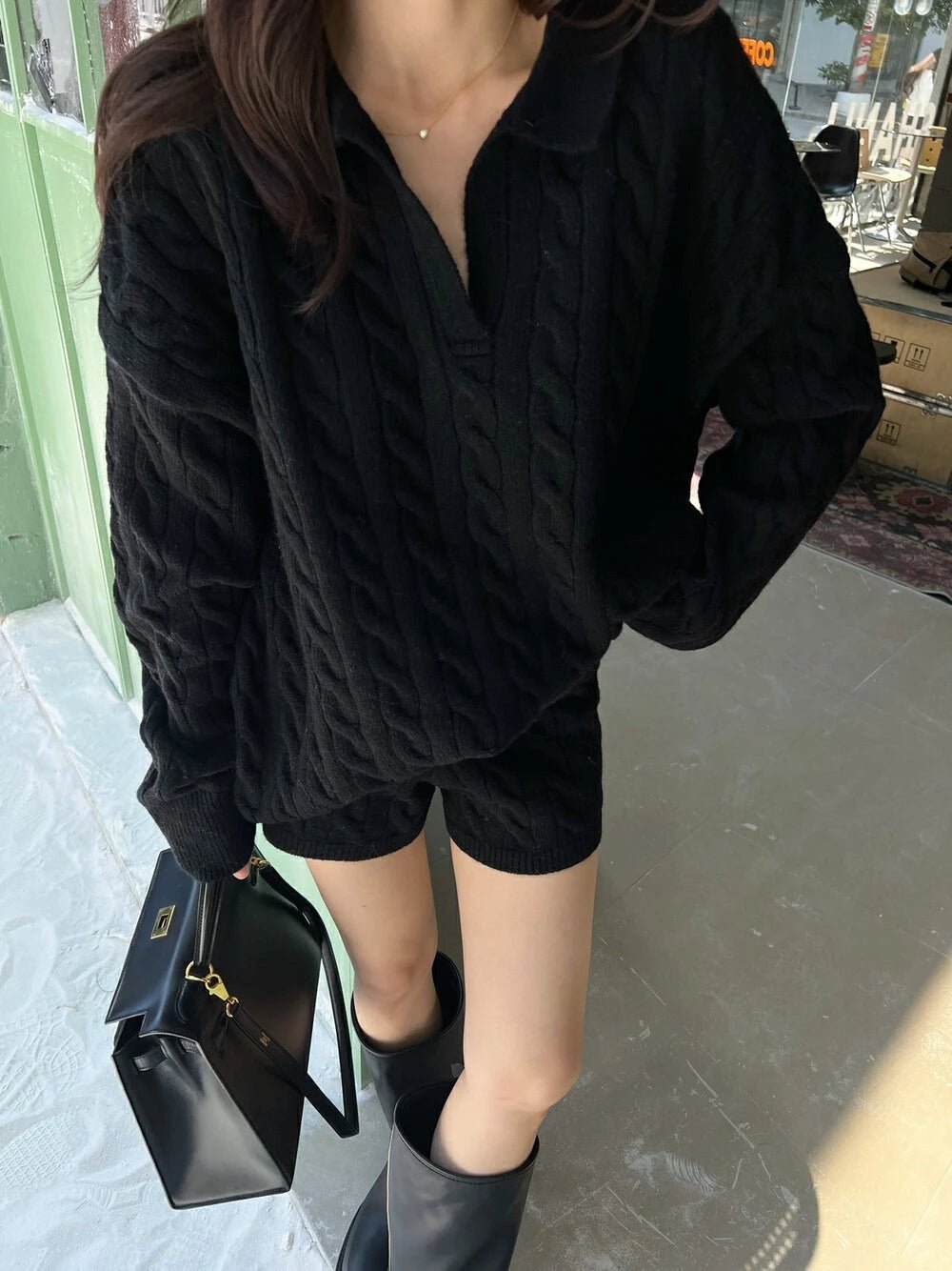 Maureen zweiteiliges Strick-Set mit Poloshirt