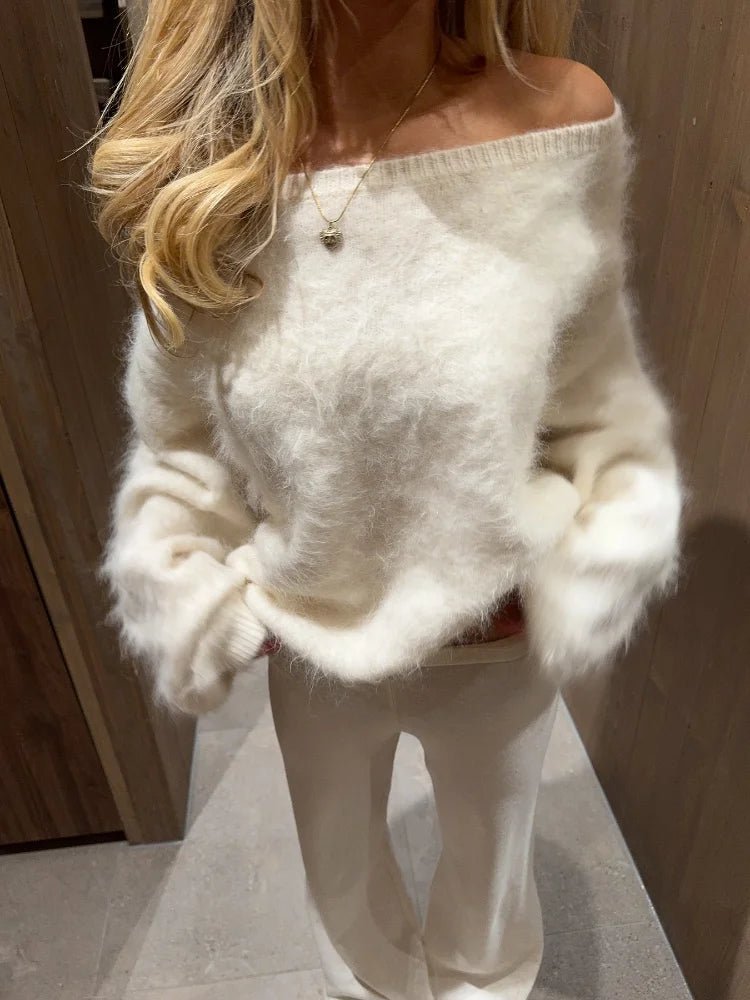 Meryl Weicher Strickpullover mit schulterfreiem Ausschnitt
