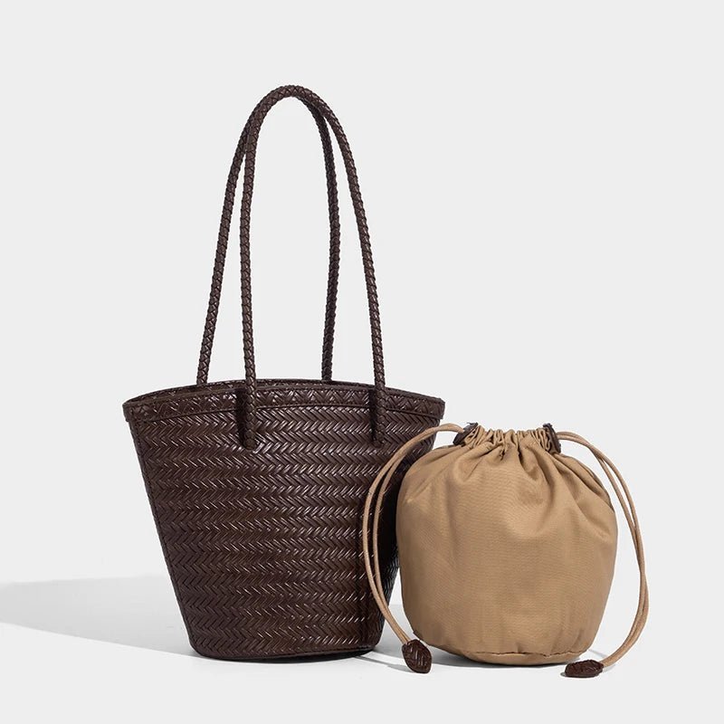 Meryl Geflochtene Beuteltasche mit Täschchen