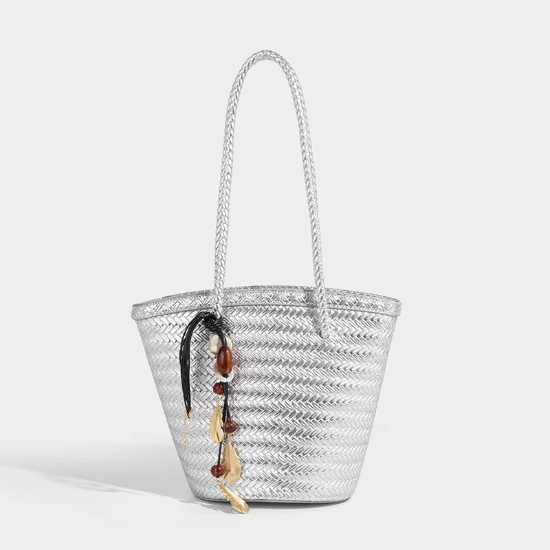 Meryl Geflochtene Beuteltasche mit Täschchen