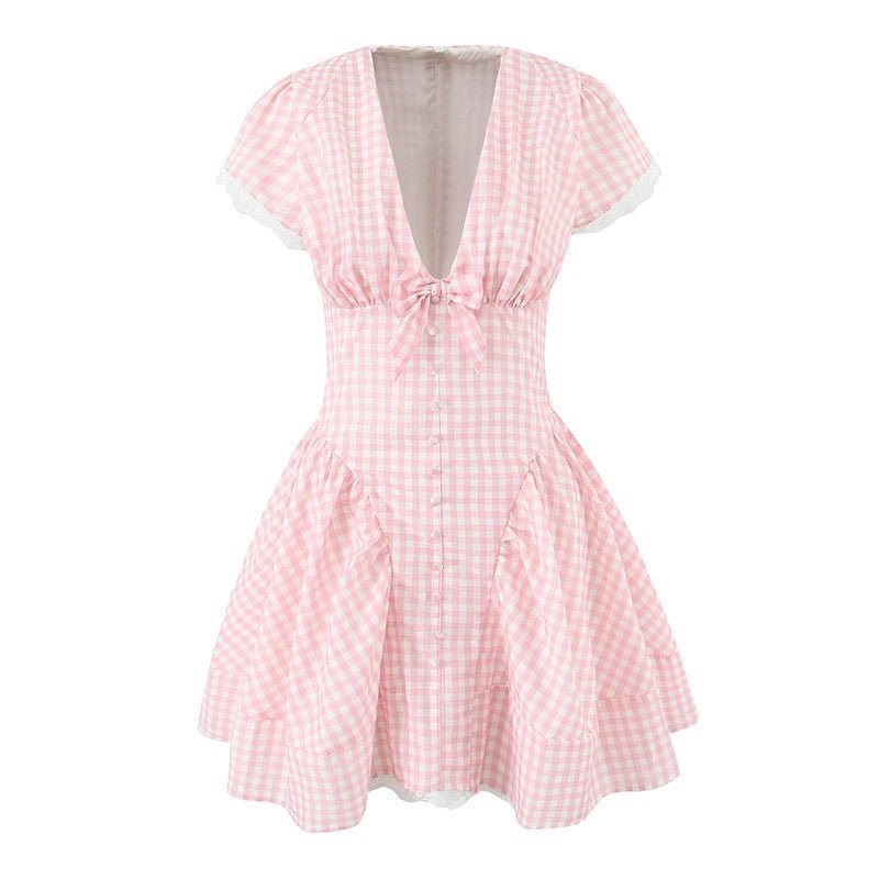 Mia Minikleid mit Schleife und V-Ausschnitt