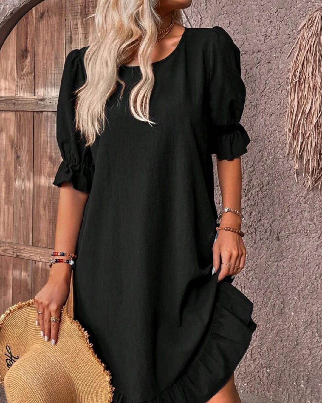 Mia Ruffle Hem Smock Dress