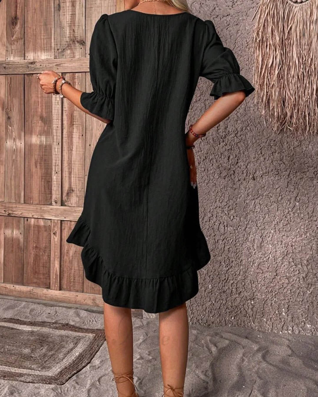 Mia Ruffle Hem Smock Dress
