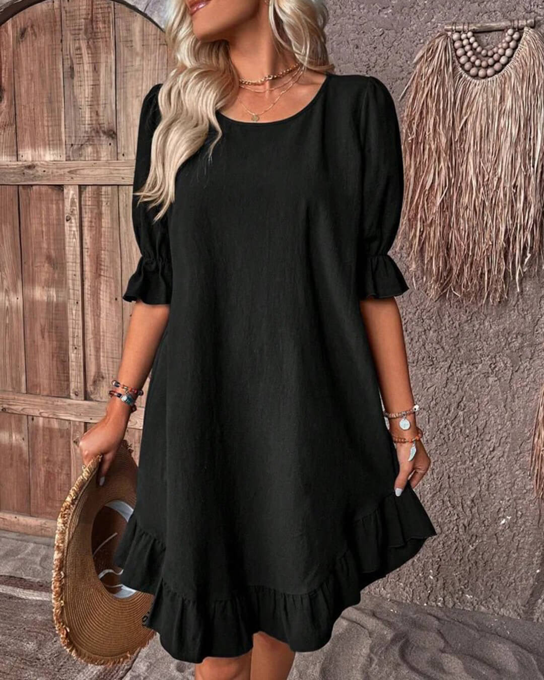 Mia Ruffle Hem Smock Dress