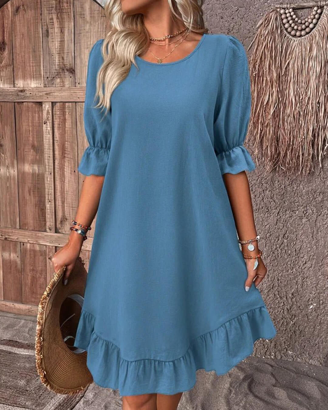 Mia Ruffle Hem Smock Dress