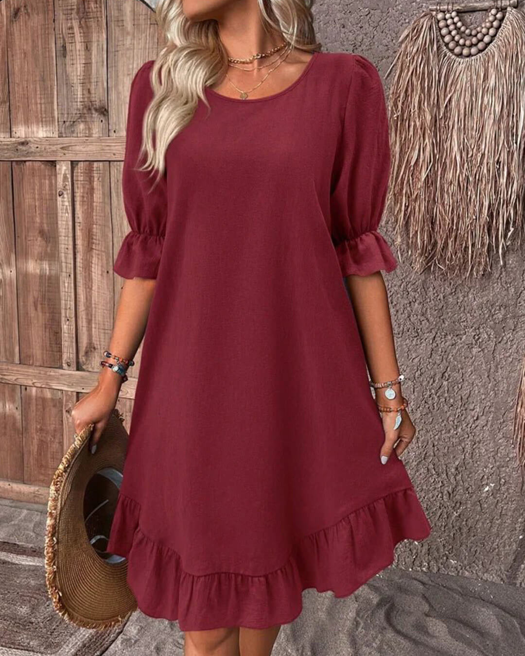 Mia Ruffle Hem Smock Dress