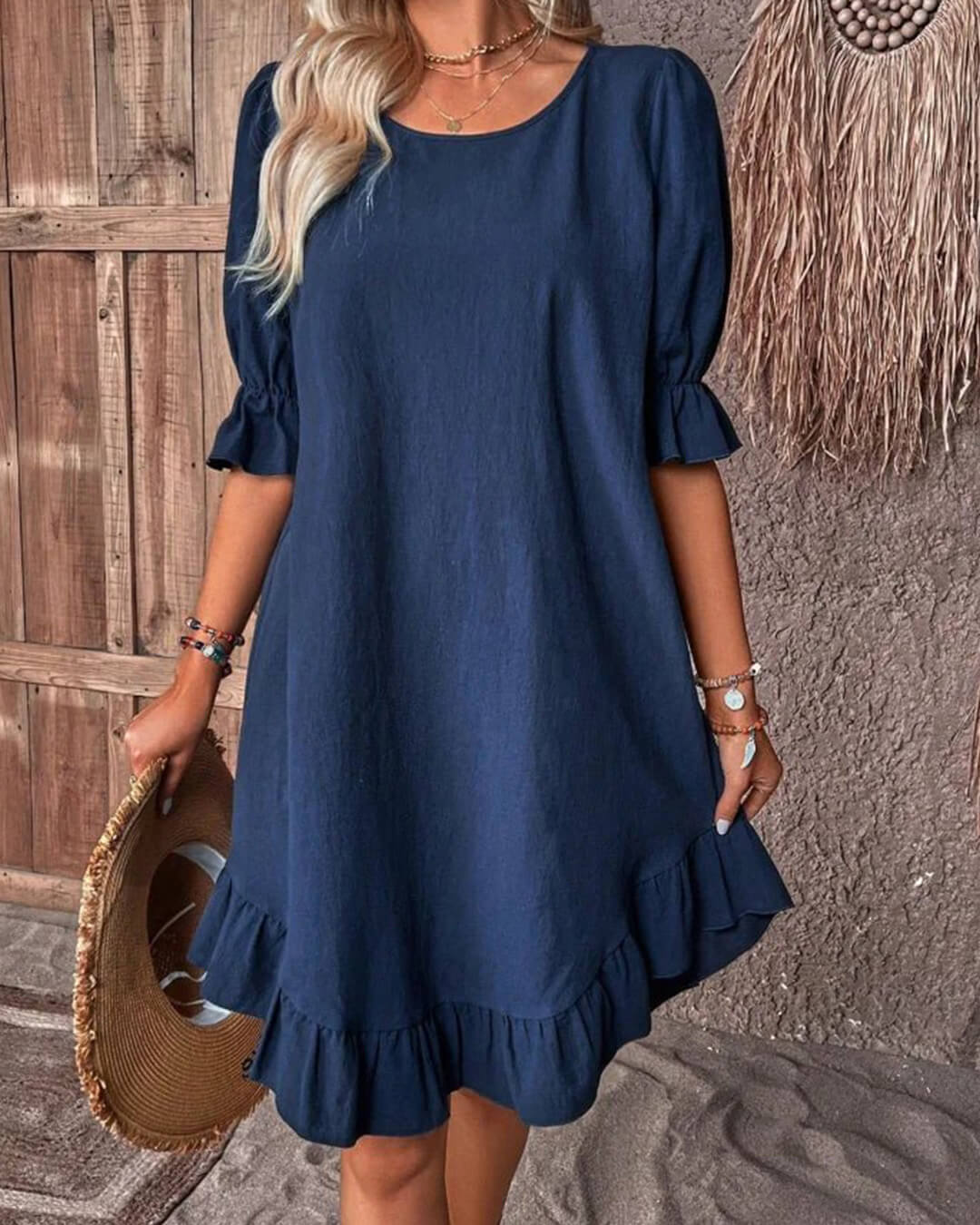 Mia Ruffle Hem Smock Dress