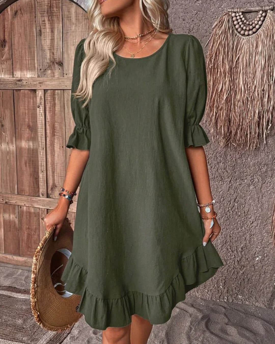 Mia Ruffle Hem Smock Dress