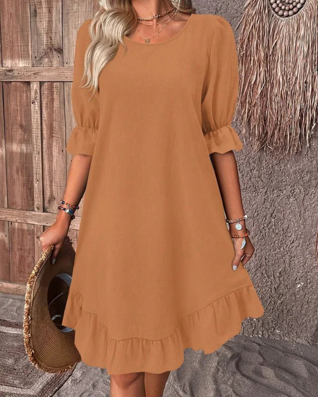 Mia Ruffle Hem Smock Dress