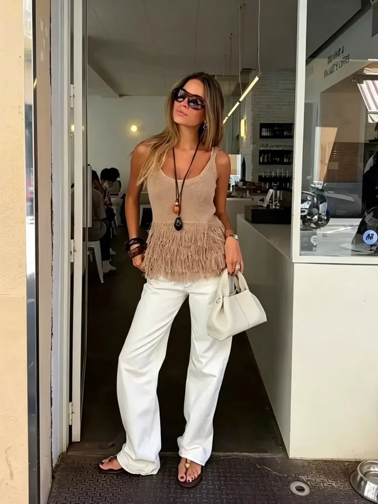 Mia Strick-Tanktop mit Quasten